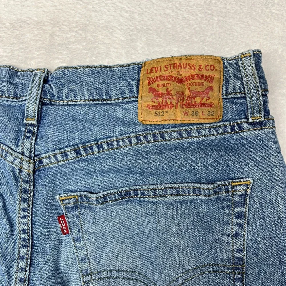 Levi's 512 Straight Jeans Men's Blue Denim Pockets Classic Zip Fly 34X30 - Flaws